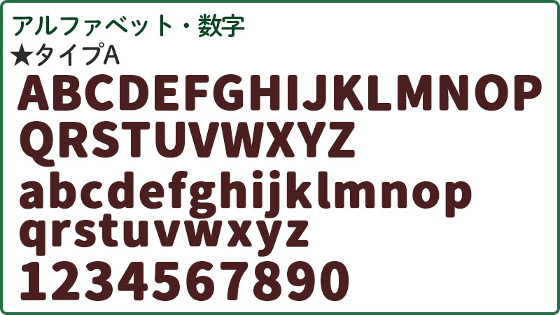 アルファベット、数字の文字の種類
丸型